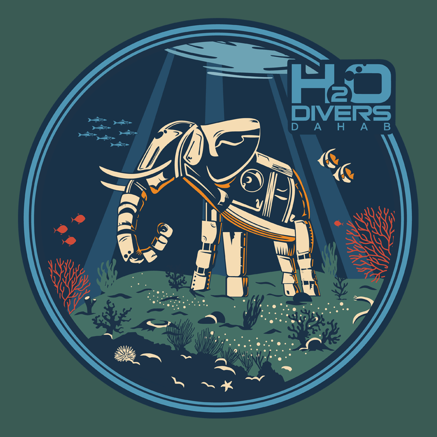 H2O Elephant dive site t-shirt design